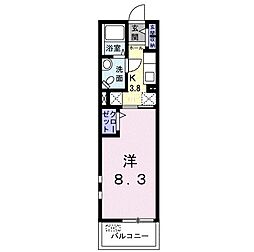 シャルモントゥ2 1Kの間取図画像