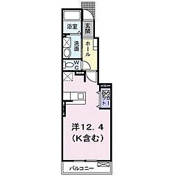 エヴァーグリーン ワンルームの間取図画像
