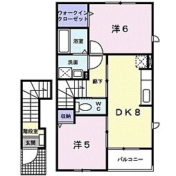 リバーストーンA 2DKの間取図画像