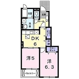 モデレイト2 2DKの間取図画像