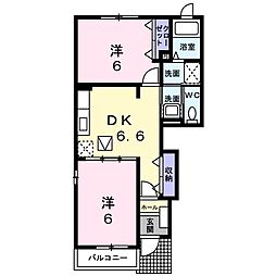 ルーラルKイースト 2DKの間取図画像