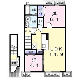 カリーナ1 2LDKの間取図画像