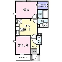 カルムB 2DKの間取図画像