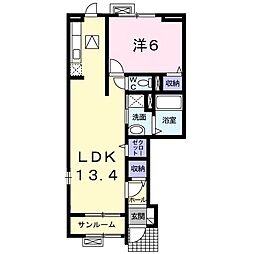 ヴィーヴル2 1LDKの間取図画像