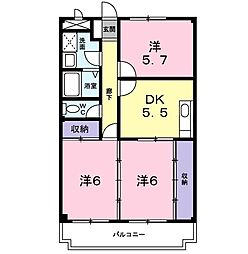 フィオーレヤマダ 3DKの間取図画像