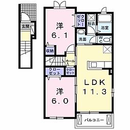 ベアヴァレーA 2LDKの間取図画像