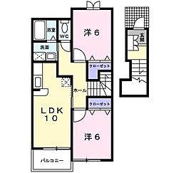 ラポール 2LDKの間取図画像