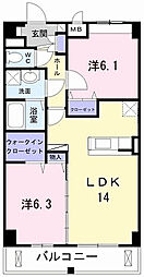 ヴァルスヴァルド 2LDKの間取図画像