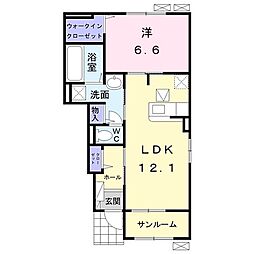 ガーデンフレイムA 1LDKの間取図画像