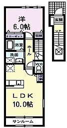 パークヒルズむらさきのA 1LDKの間取図画像