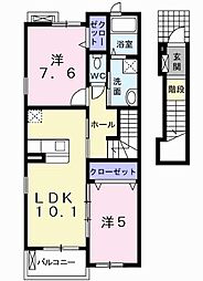 プリエ 2LDKの間取図画像