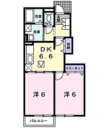 グリーンスクエアB 2DKの間取図画像