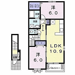 ヴァン・ヴェール 2LDKの間取図画像