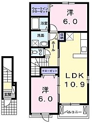 ラミモザC 2LDKの間取図画像
