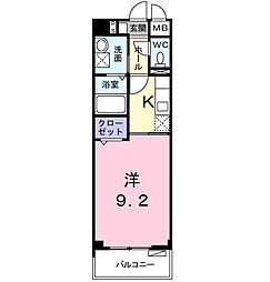ポラリス弐番館 1Kの間取図画像