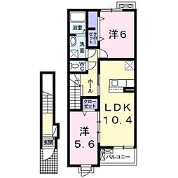 シャロームKAMECHI 2LDKの間取図画像
