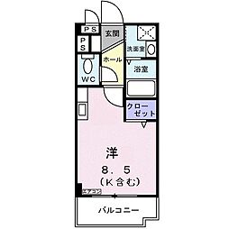 シティサイト西町 ワンルームの間取図画像