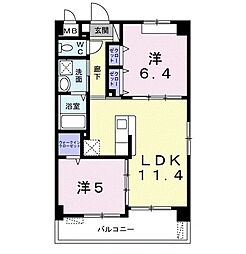 ヴィラ・アリーエ 2LDKの間取図画像