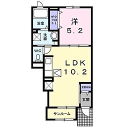 とまと 1LDKの間取図画像