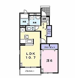 ヴァンシュヴァル1 1LDKの間取図画像