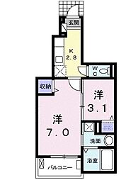 シャトーブランシェ1 2Kの間取図画像