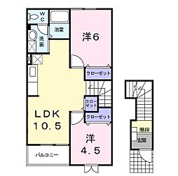 ディアコートSA棟 2LDKの間取図画像