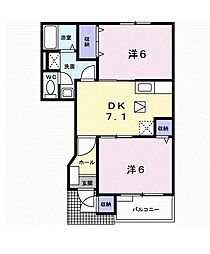 グレースフル 2DKの間取図画像