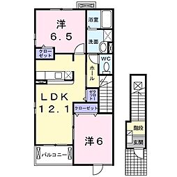 メゾンオーヴ2 2LDKの間取図画像