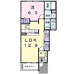 ノースリヴァーA 1LDKの間取図画像