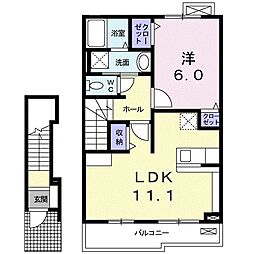 ハッピーヒル2 1LDKの間取図画像