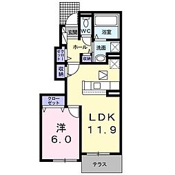 ミルト・ブリーゼ 1LDKの間取図画像