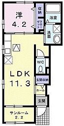 セラーサセコンディ 1LDKの間取図画像