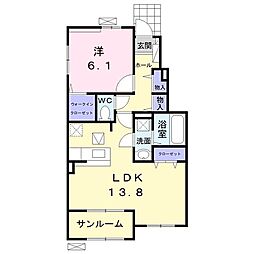 華2 1LDKの間取図画像
