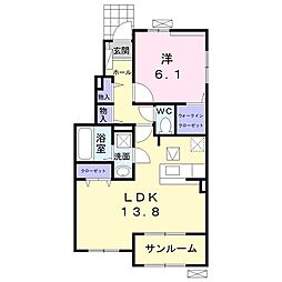 ウイング日出4 1LDKの間取図画像