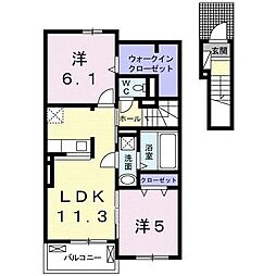 リジェール2 2LDKの間取図画像