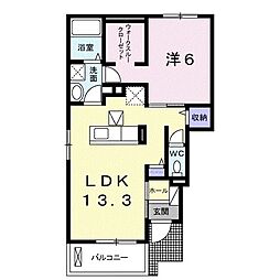 マーベラス坂ノ市 1LDKの間取図画像