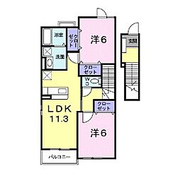 フィオーレ 2LDKの間取図画像