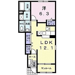 グリーン・フィールズN5 1LDKの間取図画像