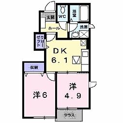 ブルースカイ6 2DKの間取図画像