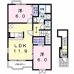 ノーブル 2LDKの間取図画像
