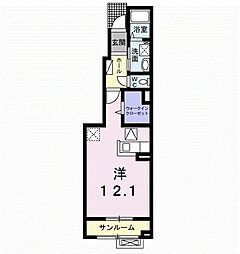 シエロガーデン ワンルームの間取図画像