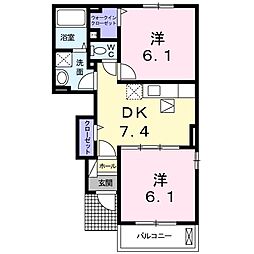 フランA 2DKの間取図画像