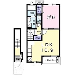 北斗七星 1LDKの間取図画像