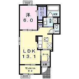 エレガントＢ 1階1LDKの間取り