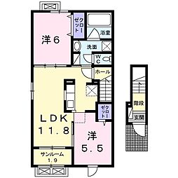 スイートアリッサムB 2LDKの間取図画像