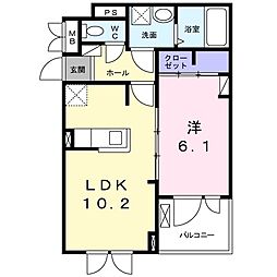 プラシード 1LDKの間取図画像