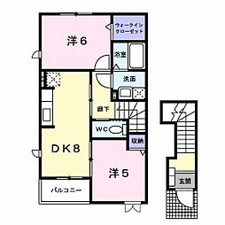 ソレアードB 2DKの間取図画像