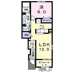 ペガサスプレイス 1LDKの間取図画像