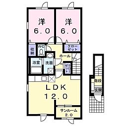 クレール 2LDKの間取図画像