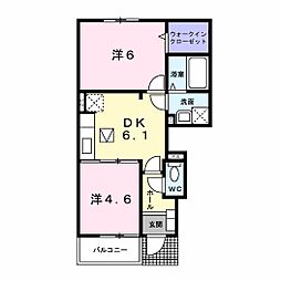 パーシモン 2DKの間取図画像